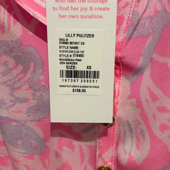 New Lilly Pulitzer Sleeveless Elsa Tank Top Pink Zen Garden - XS - Picture 3 of 3
